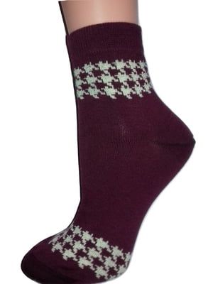 Шкарпетки бордові з декором | 6425432