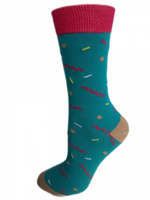 Шкарпетки бірюзового кольору в принт | 6425480