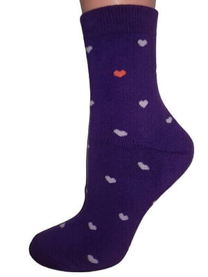 Шкарпетки фіолетові в принт | 6425538