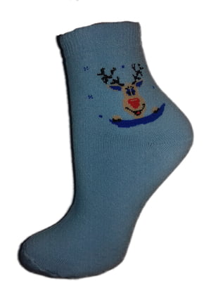 Шкарпетки короткі блакитні з принтом | 6425548