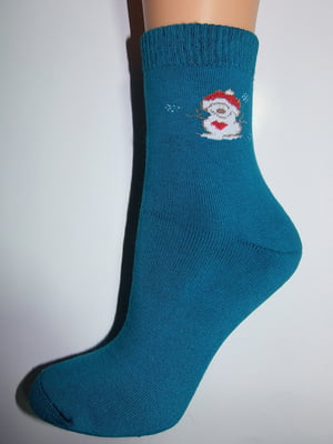 Шкарпетки бірюзового кольору з принтом | 6425549