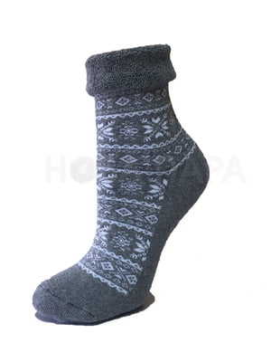 Шкарпетки сірі в принт | 6425593