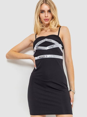 Сукня у білизняному стилі чорна з декором | 6430956