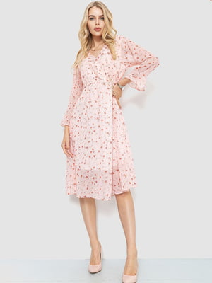 Платье А-силуэта розовое с узором | 6430958