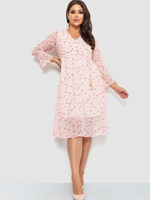 Платье А-силуэта розовое с узором | 6430961