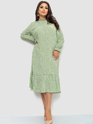 Сукня А-силуету оливкова з візерунком | 6430982