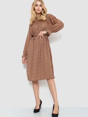 Сукня А-силуету коричнева з візерунком | 6430990