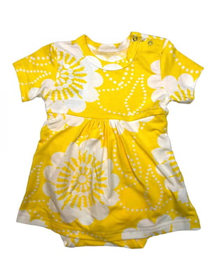 Боді-сукня жовта в квітковий принт | 6425882