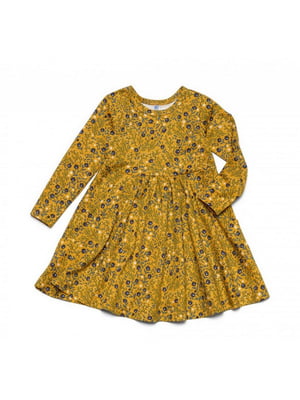 Сукня гірчичного кольору з квітковим принтом | 6426552