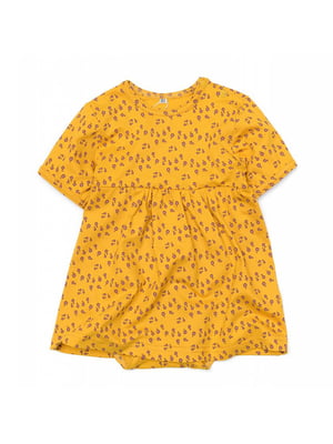Боді-сукня жовта в квітковий принт | 6428004