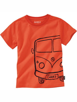 Футболка "Автобус" оранжевого цвета с рисунком | 6428092