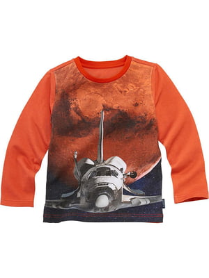 Реглан "Космический самолёт" оранжевый с принтом | 6428333
