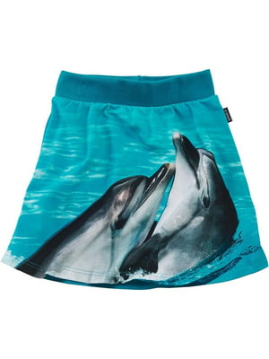 Спідниця бірюзового кольору "Дельфіни" (фотодрук) | 6428537