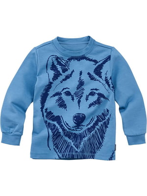 Реглан "Волк" голубой с рисунком | 6428954