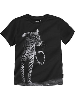 Футболка "Леопард" черная с рисунком | 6429419
