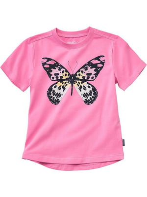 Футболка "Бабочка" розовая с рисунком | 6429426