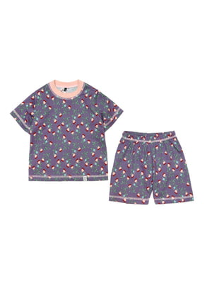 Комплект "Квіточки фіолетові": футболка та шорти | 6429456