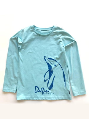 Реглан "Дельфин" голубой с рисунком | 6429579