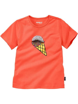 Футболка "Мороженое" оранжевого цвета с принтом | 6429733
