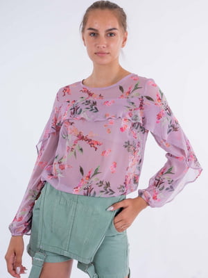 Блуза рожева з квітковим принтом | 6431741