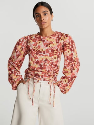Блуза с кулиской в цветочный принт | 6431806