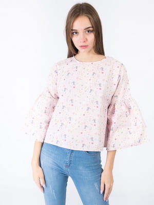 Блуза розовая с принтом | 6432085