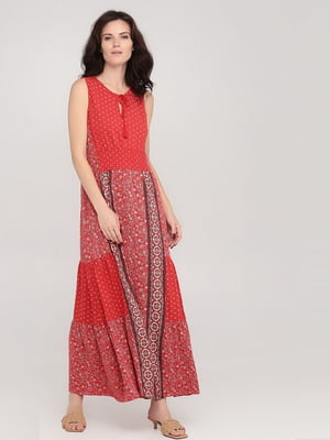 Сукня А-силуету червона з декором | 6432297