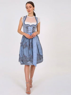 Платье голубое с вышивкой | 6432349