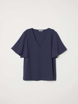 Блуза із широкими рукавами синя | 6433192