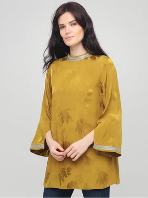 Блуза желтая с принтом | 6433218