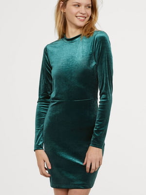 Платье-футляр зеленое с открытой спиной | 6433315
