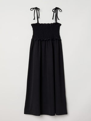 Платье с вафельной резинкой черное | 6433420