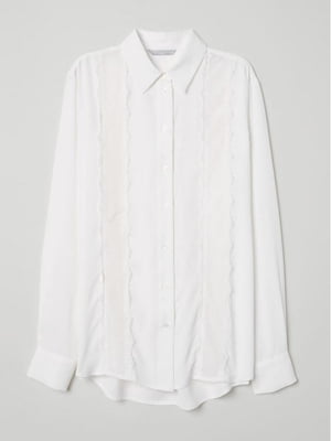 Рубашка с кружевной вышивкой белая | 6433447