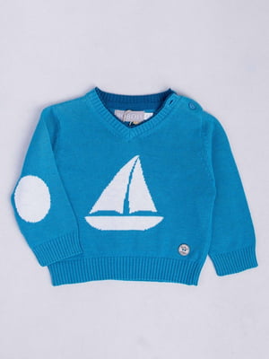 Пуловер голубой с рисунком | 6433534