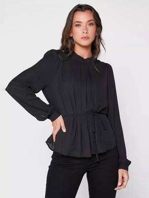 Блуза с объемными рукавами черная | 6433785