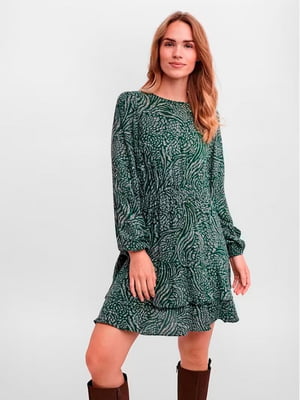 Сукня А-силуету зелена в принт | 6433859