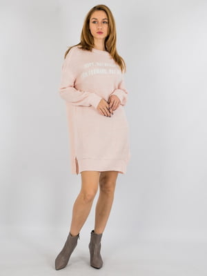 Платье-свитер розовое с принтом | 6434707
