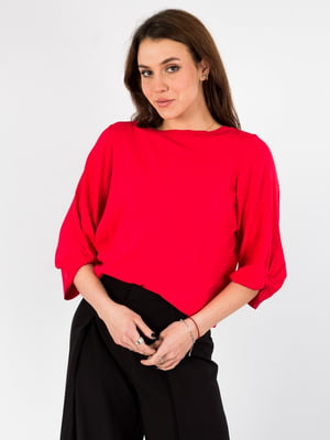 Блуза с объемнымии рукавами красная | 6434711