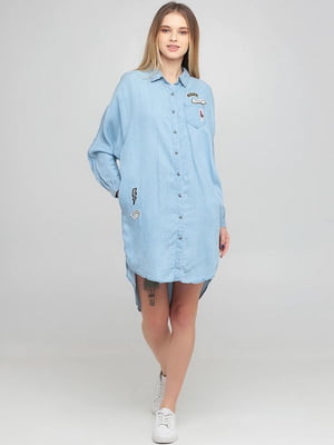 Сукня-сорочка джинсова блакитна | 6434787
