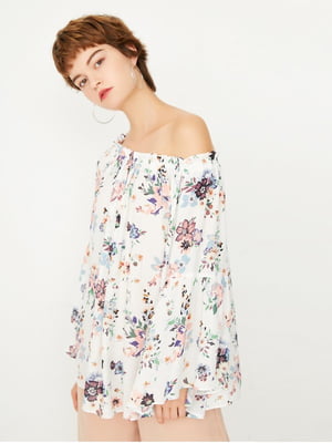 Блуза белая с цветочным принтом | 6435371