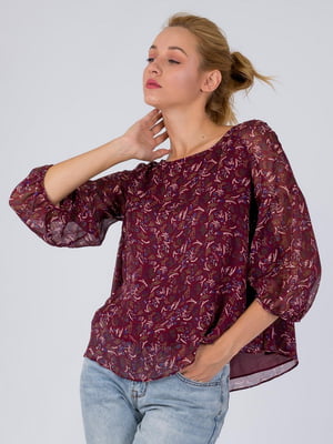 Блуза бордова з візерунком | 6435400