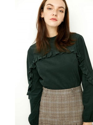 Блуза с длинным рукавом зеленая | 6435450