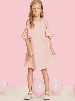 Платье розовое с открытыми плечами | 6435471
