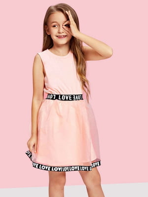 Платье розовое с сетчатой | 6435491