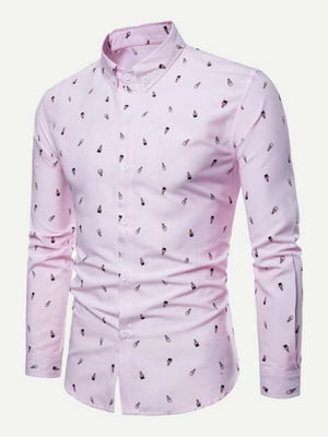 Рубашка розовая с принтом | 6435522
