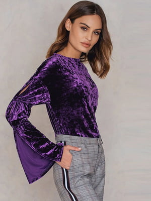 Блуза с объемными рукавами фиолетовая | 6436270