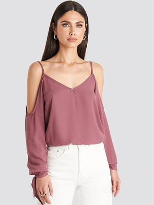 Блуза с открытыми плечами розовая | 6436306