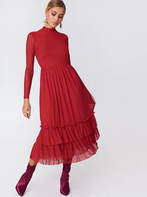 Сукня А-силуету червона з воланами | 6436309