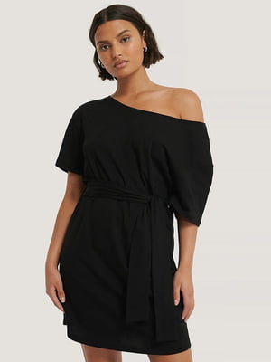 Платье-футляр с поясом черное | 6436559