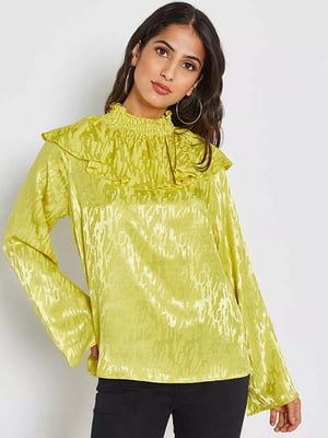 Блуза желтая с абстрактным принтом | 6436598